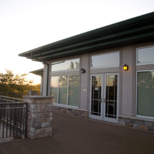 Outside view of the Boulders Event Center deck